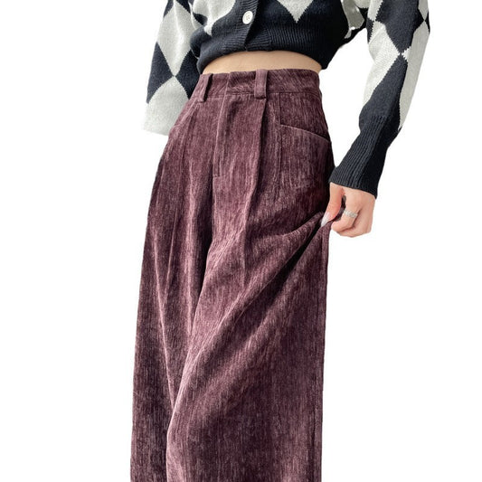 Chic Brown Hollow Out Pockets Cotton Wide Leg Pants Fall AW1008