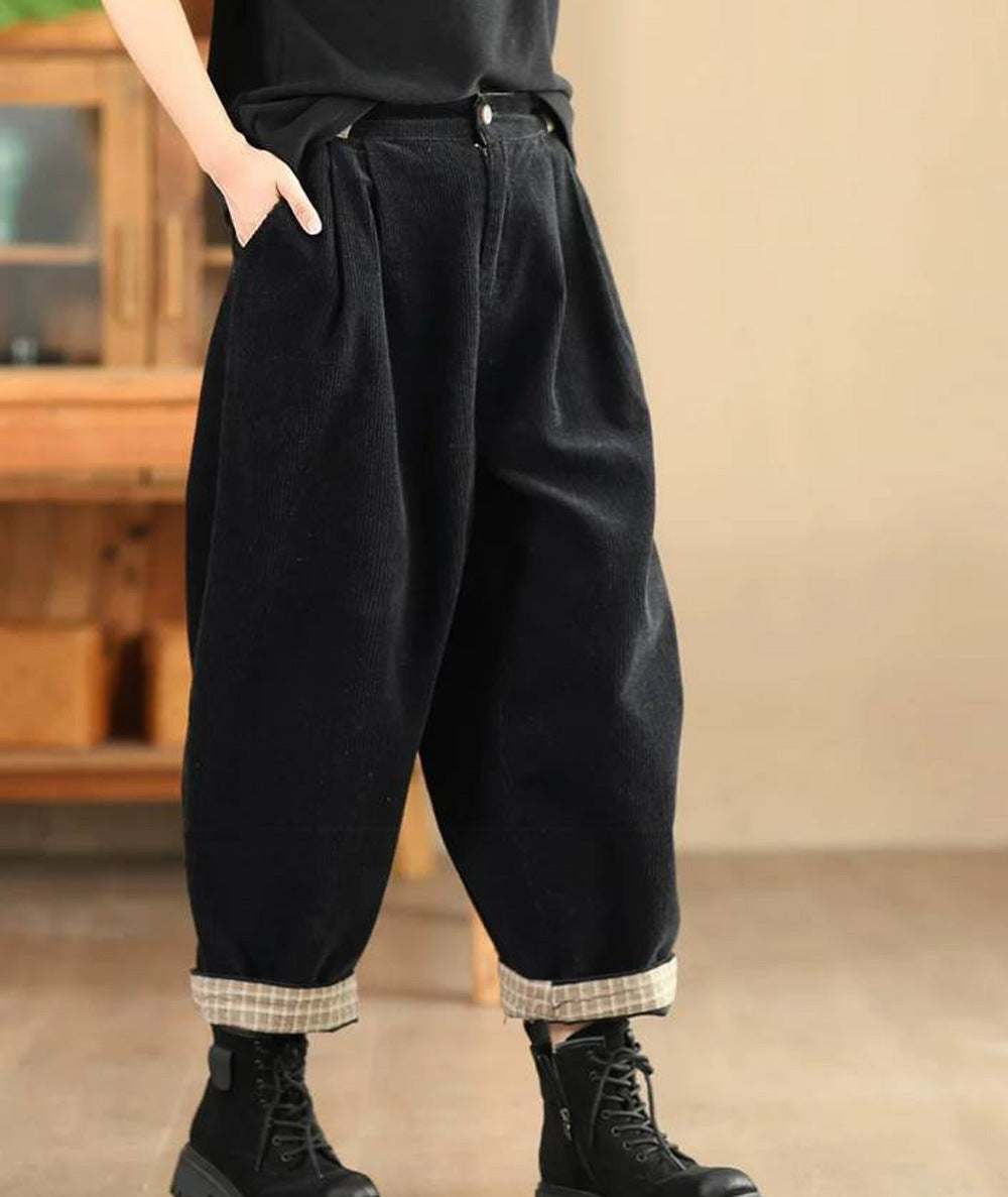 Women Summer Solid Linen Button Harem Pants G189