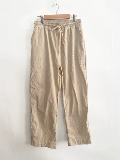 Pantalon décontracté ample en coton uni AH100