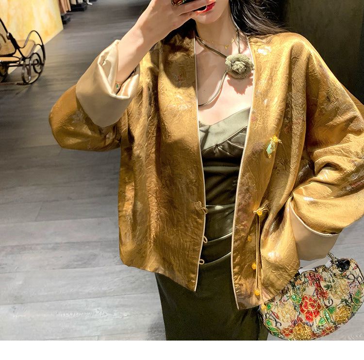 Button Silk Velour Jacket