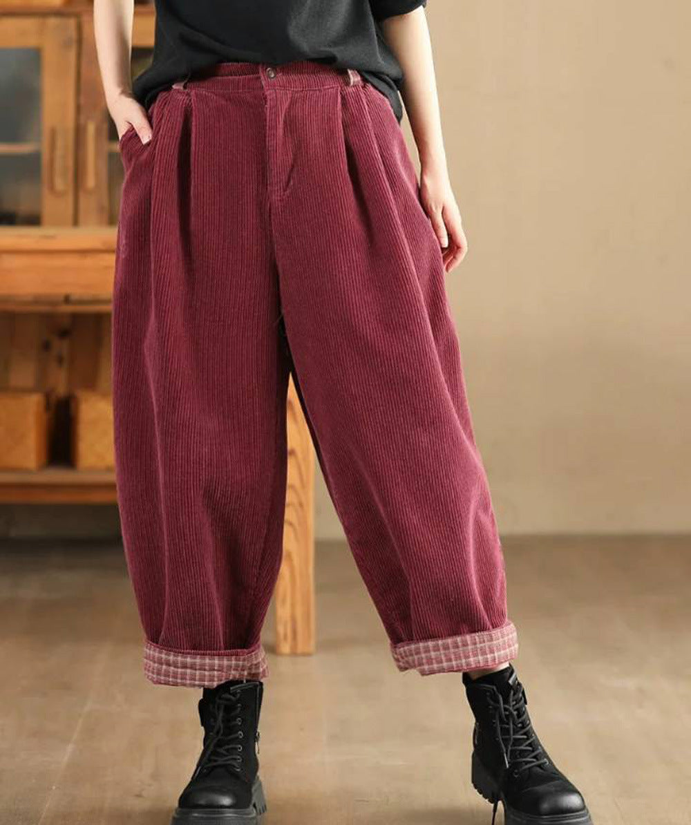 Women Summer Solid Linen Button Harem Pants G189