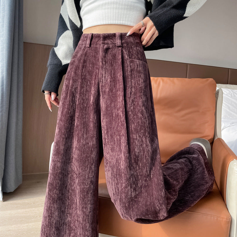 Chic Brown Hollow Out Pockets Cotton Wide Leg Pants Fall AW1008