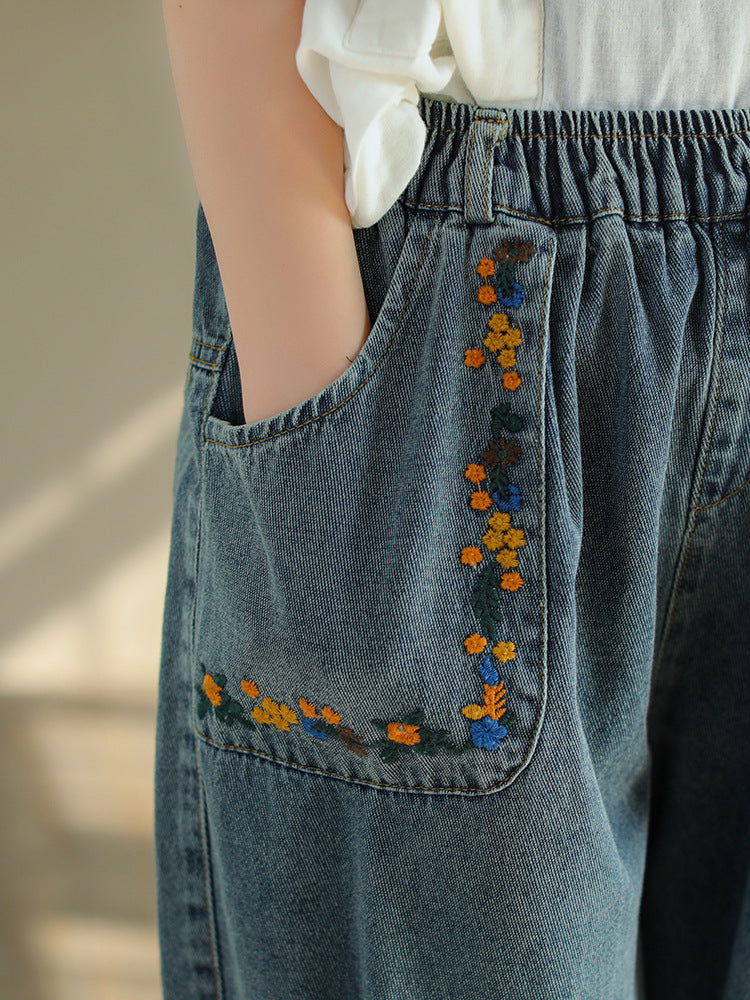 Vintage Ripped Embroidered Denim Harem Pants OP1025