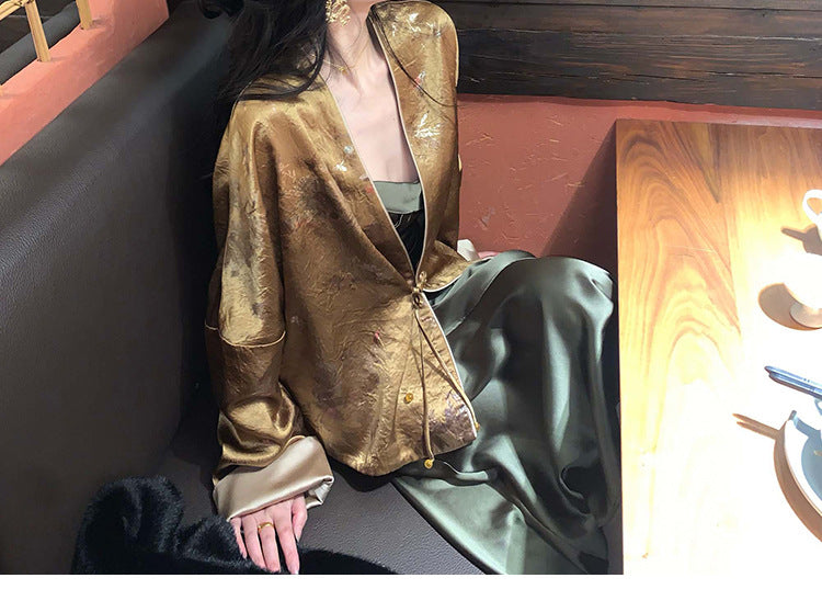 Button Silk Velour Jacket