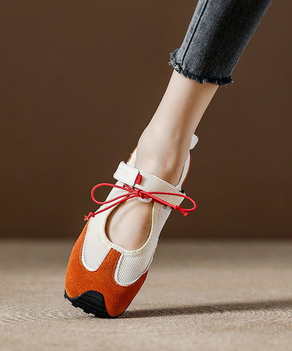 Flache Spleißen Frauen Atmungsaktive Schuhe Orange Mesh Boutique