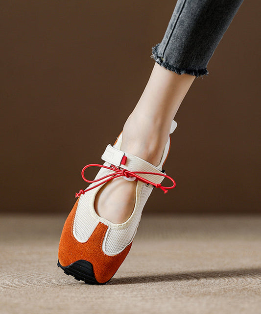 Flache Spleißen Frauen Atmungsaktive Schuhe Orange Mesh Boutique