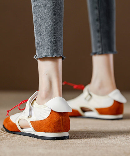 Flache Spleißen Frauen Atmungsaktive Schuhe Orange Mesh Boutique