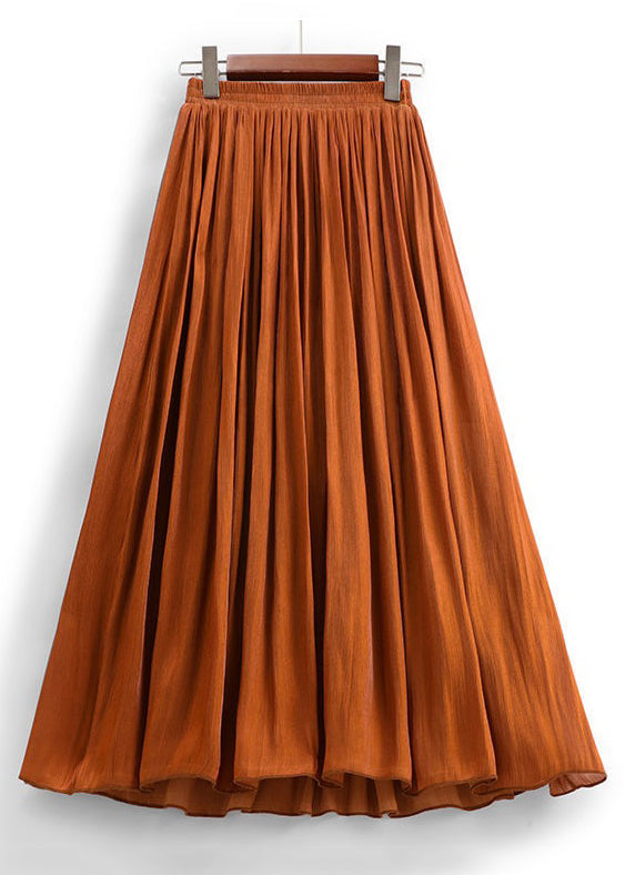 Orange Wrinkled Cotton Pleated Skirts High Waist AS1007 Ada Fashion