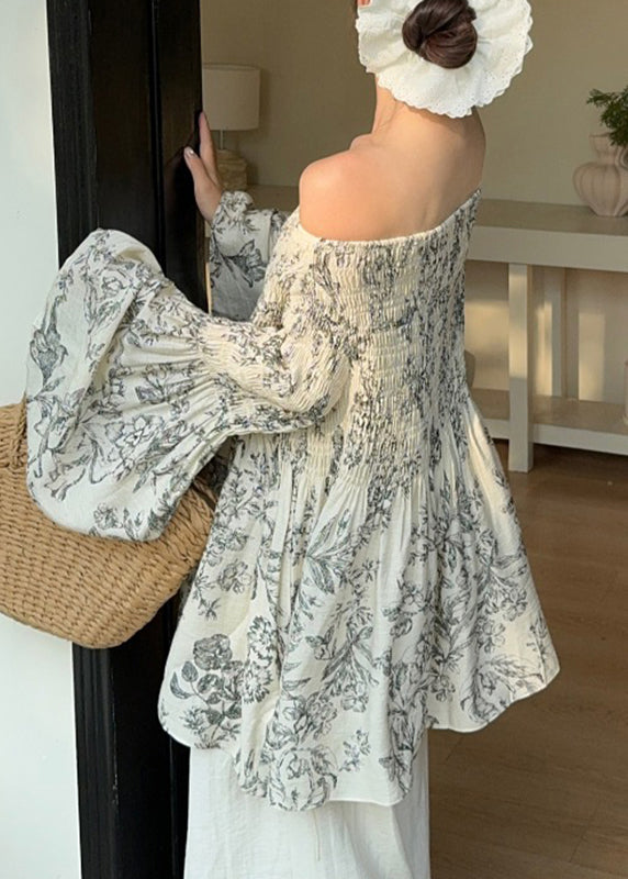 Bio Cold Shoulder Shirt Print Herbst