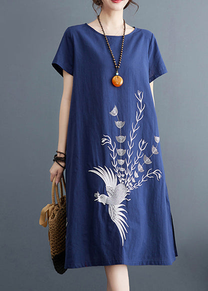 A Kleider Navy Sommer Bio-Linie Baumwolle Print