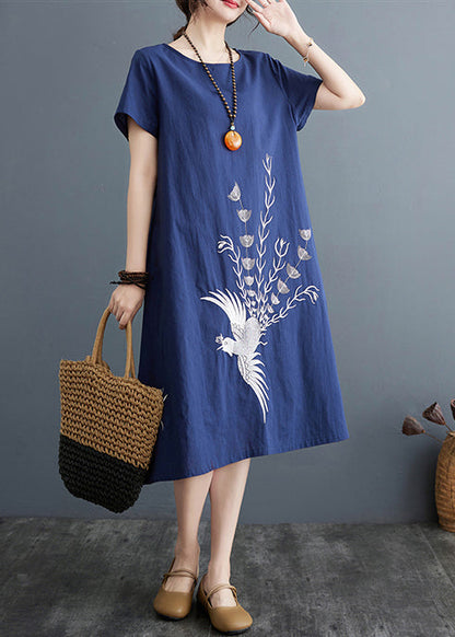 A Kleider Navy Sommer Bio-Linie Baumwolle Print
