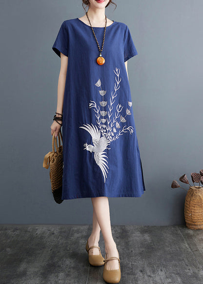 A Kleider Navy Sommer Bio-Linie Baumwolle Print