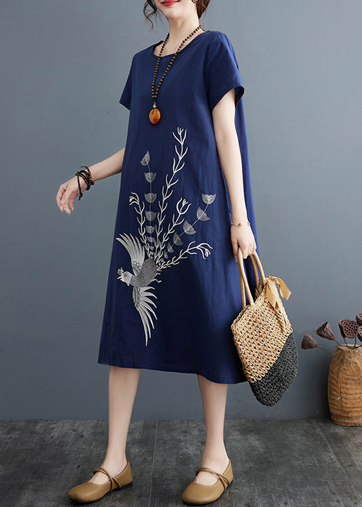 A Kleider Navy Sommer Bio-Linie Baumwolle Print