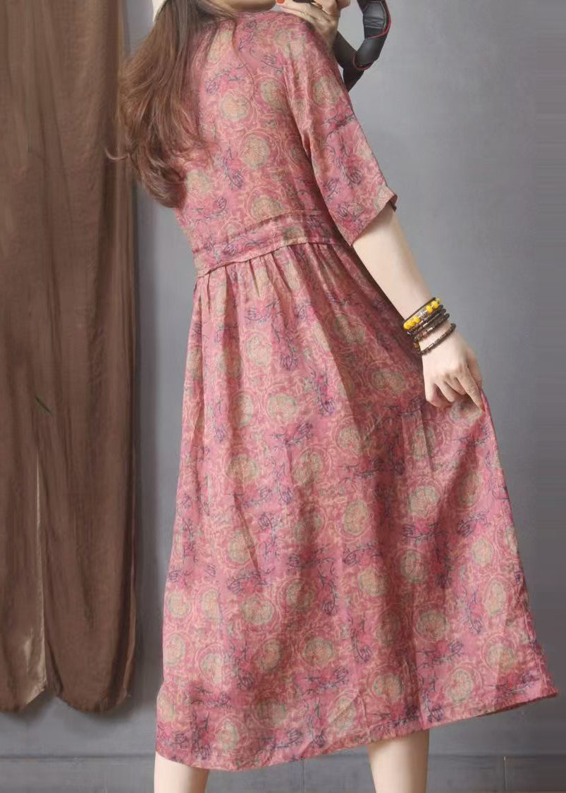 Sommer Leinenkleider Rot Bio Cinched Print