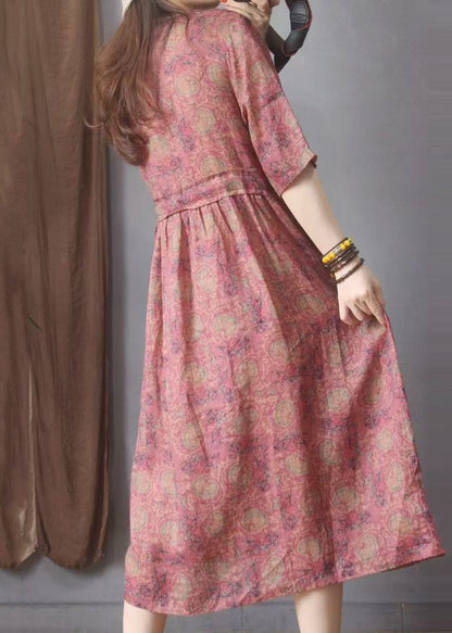 Sommer Leinenkleider Rot Bio Cinched Print