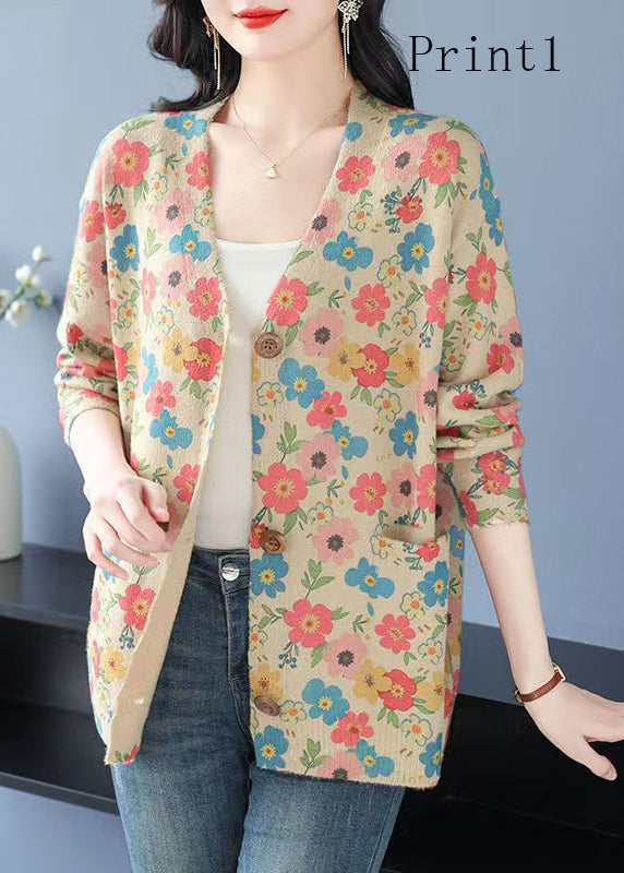 Bio-Wollcardigan mit V-Ausschnitt und Printtaschen, Frühling TQ013