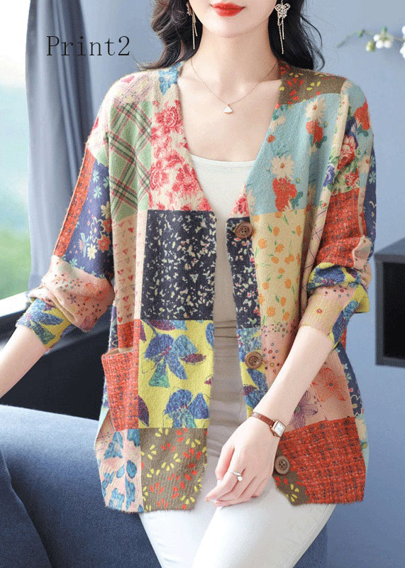 Bio-Wollcardigan mit V-Ausschnitt und Printtaschen, Frühling TQ013
