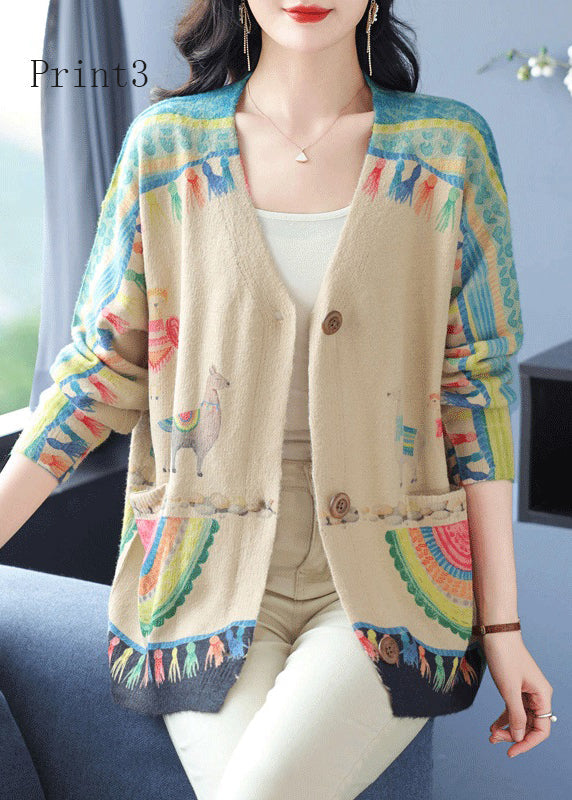 Bio-Wollcardigan mit V-Ausschnitt und Printtaschen, Frühling TQ013