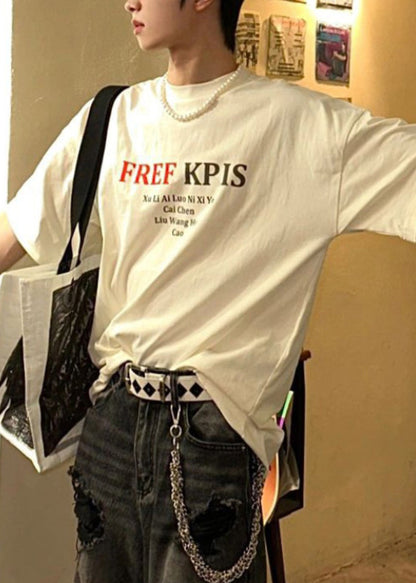 Bio-T-Shirt mit Rundhalsausschnitt und kurzen Ärmeln für Herren, Weiß SA012