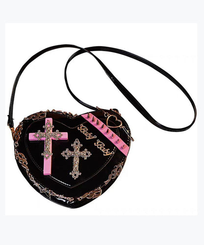 Sac messager original à rivets et motif croix GG075