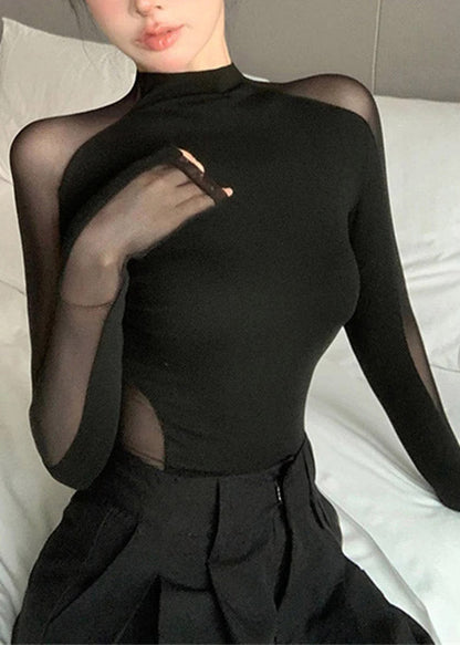 Black Tops Design Spring Flattering Original Tulle