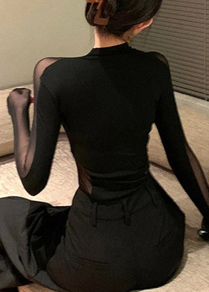 Black Tops Design Spring Flattering Original Tulle