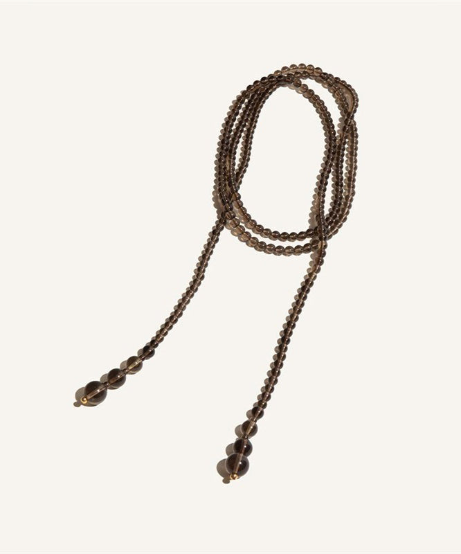 Collier de perles en cristal et alliage chocolat au design original, YU001