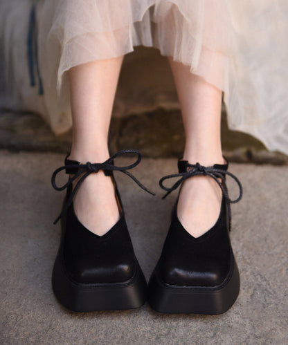 Chaussures à lacets en cuir de vachette à plateforme originales