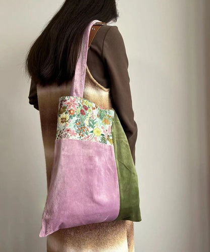 Sac à main en velours patchwork colorblock au design original QF004