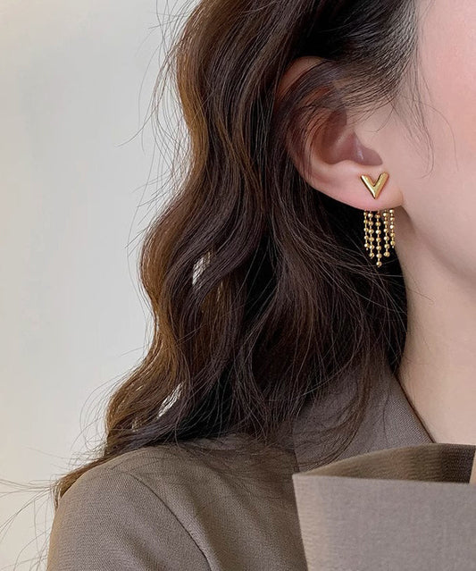 Design Original Earrings Tassel Gold V-Shaped Alloy Drop Copper