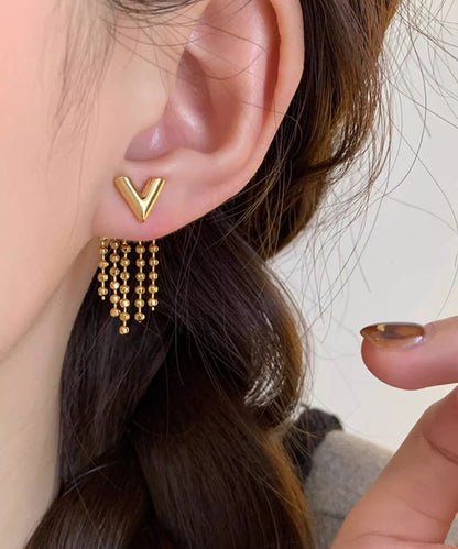 Design Original Earrings Tassel Gold V-Shaped Alloy Drop Copper