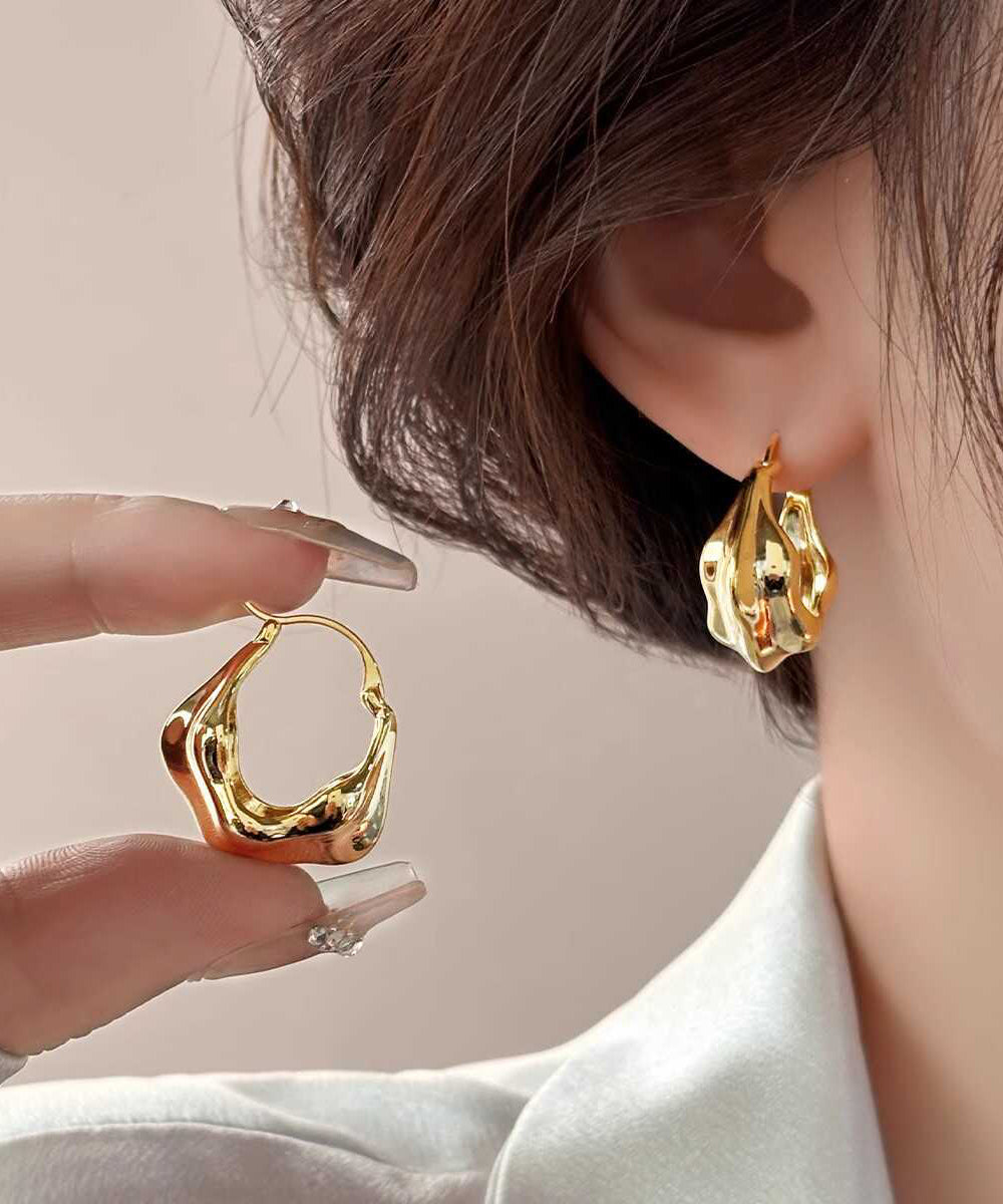 Original Design Gold Metal Hoop Earrings YD006