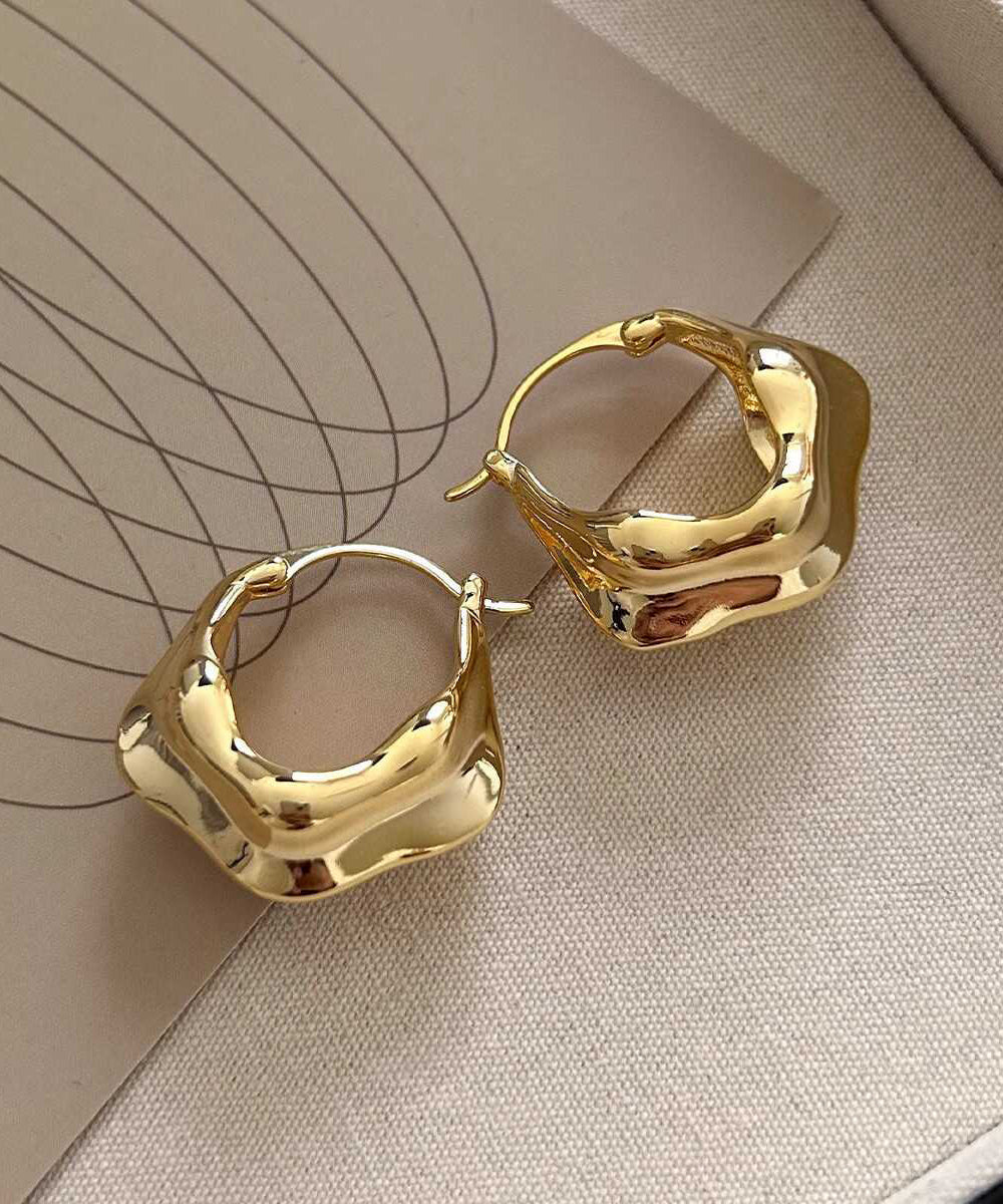 Original Design Gold Metal Hoop Earrings YD006