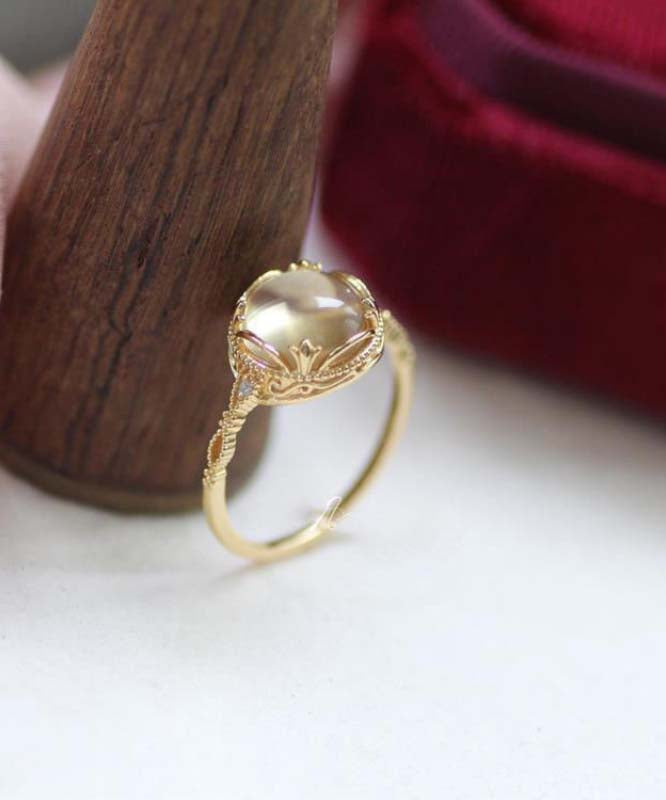 Original Design Gold Sterling Silver Overgild Zircon Crystal Rings AC1030