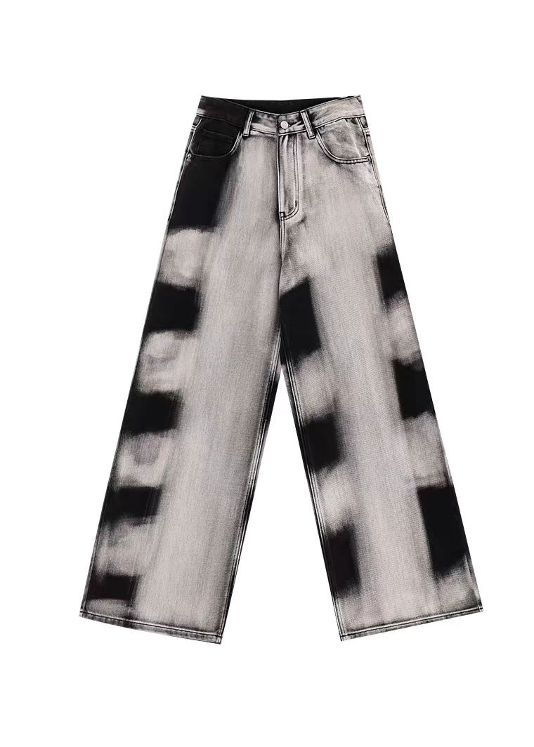 Original Design Gradient Tie Dye Denim Wide Leg Pants Fall WP045