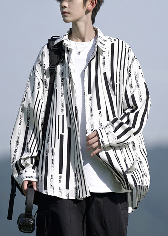 Chemises à rayures et col design Peter Men Original en coton kaki