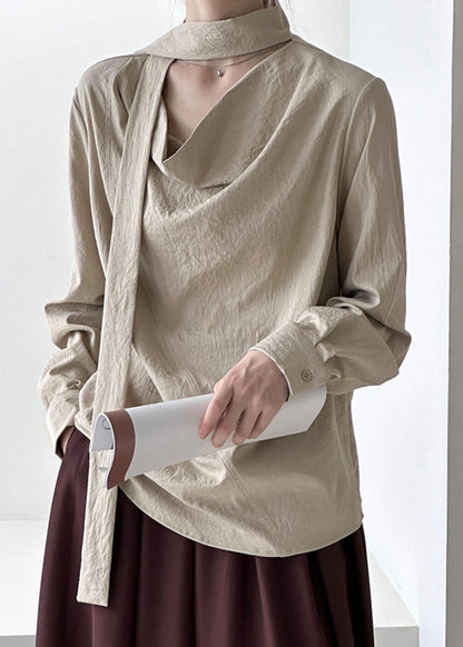 Haut à ruban uni kaki original pour le printemps