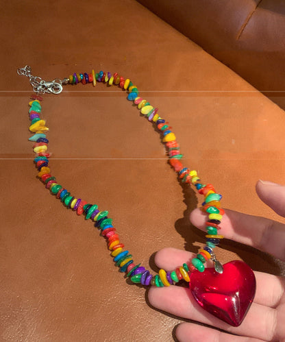 Regenbogen-Halskette mit originalem Anhänger aus Legierung mit Liebesdesign