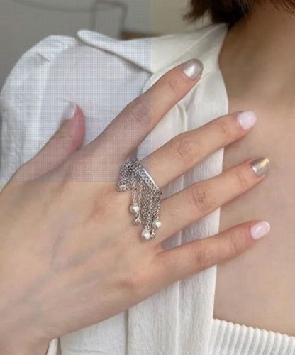 Open Design Rings Silver Chain Sterling Silk Tassel Original