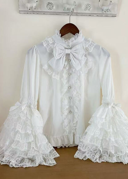 Rosa Shirt Design Ärmel Spitze Süße Original Flare Patchwork