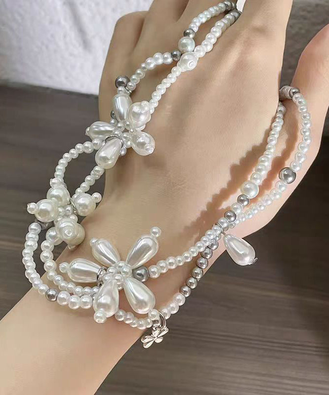 Original Design Weiß Legierung Floral Perle Perlen Anhänger Halskette YU022