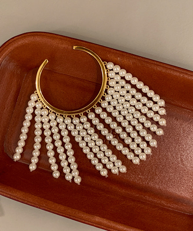 Original Design Weißes Sterling Silber Overgild Perlenquasten-Armband PO036