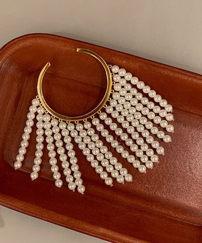 Original Design Weißes Sterling Silber Overgild Perlenquasten-Armband PO036