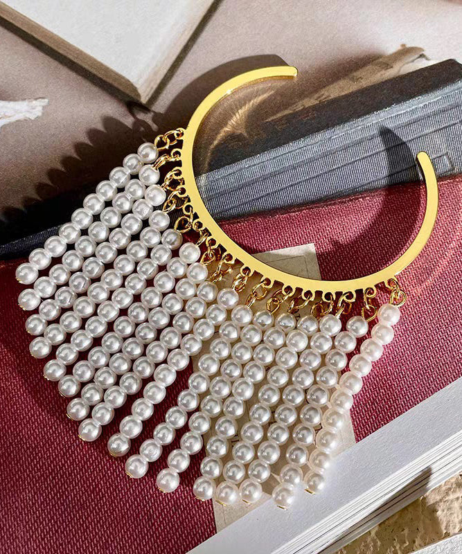 Original Design Weißes Sterling Silber Overgild Perlenquasten-Armband PO036