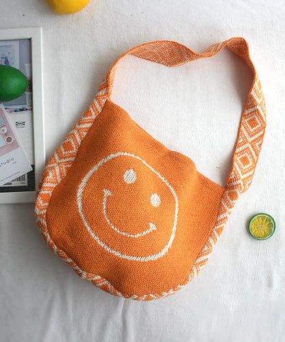 Sac messager tricoté original à visage souriant orange SX1021