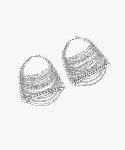 Boucles d'oreilles créoles originales en argent sterling et zircon pour sac ZZ080