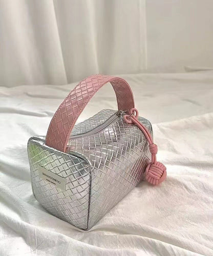 Original Silver Powder Color Matching Woven Pattern Handbag ZX1010 Ada Fashion