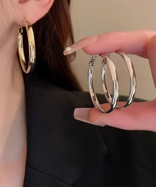 Circle Oversize Alloy Copper Gold Hoop Earrings