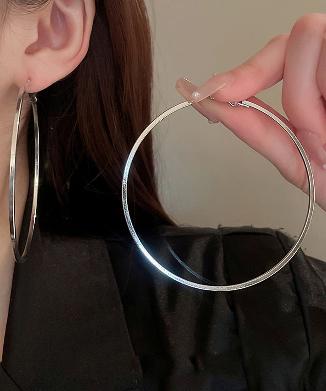 Oversize Silk Metal Circle Hoop Earrings ZZ039