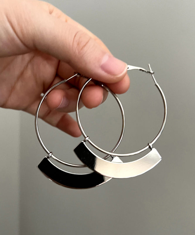 Oversize Silk Sterling Silver Alloy Hoop Earrings II006